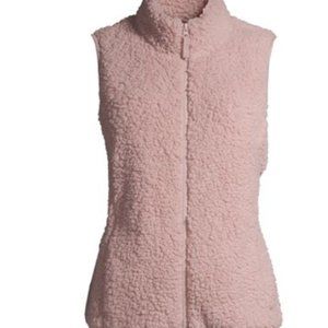 Vest plush womens new size L polyester zipper Time & Tru sherpa pockets pink